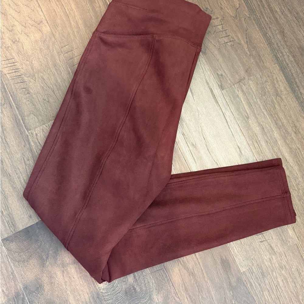 SPANX faux suede Deep Red Leggings